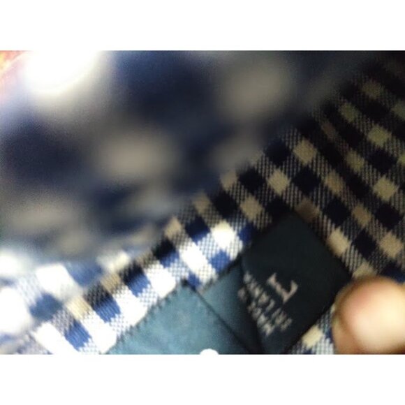 Ralph Lauren Cotton Gingham Classic Fit Button-Down Shirt Blue/White Mens Size L - Picture 7 of 11